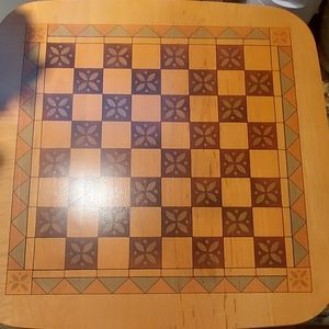 Wooden Chess Board with Brown and Tan Design